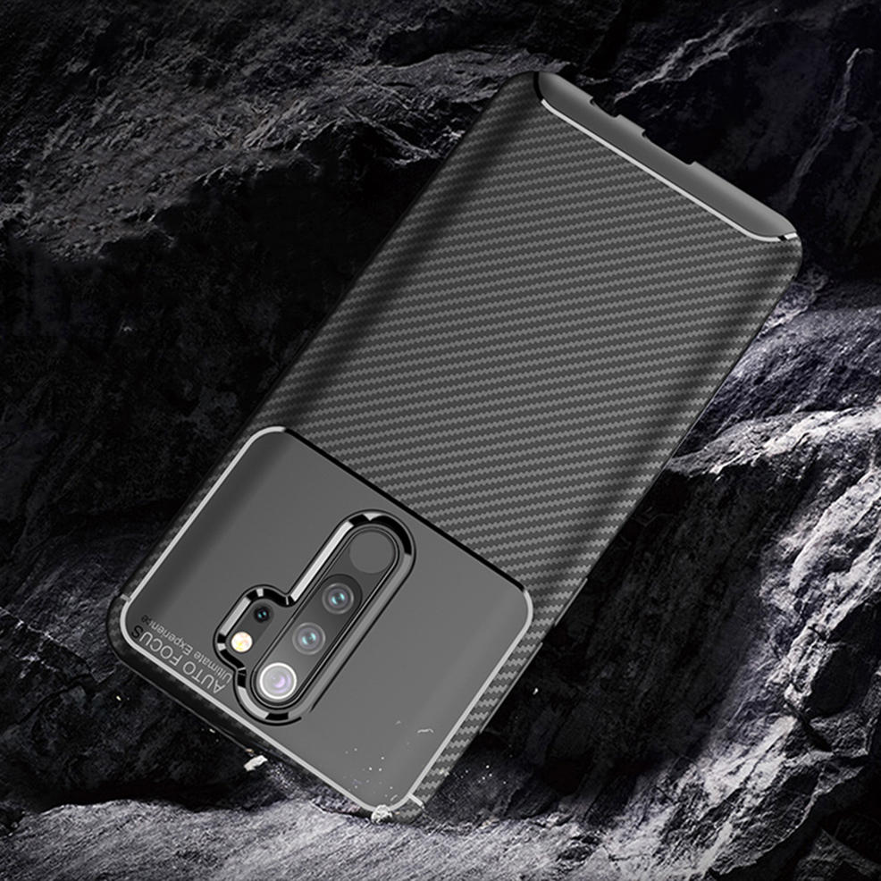 For Xiaomi Redmi Note 8 Pro Case Bakeey Luxury Carbon Fiber Shockproof Silicone Protective Case Non-original COD