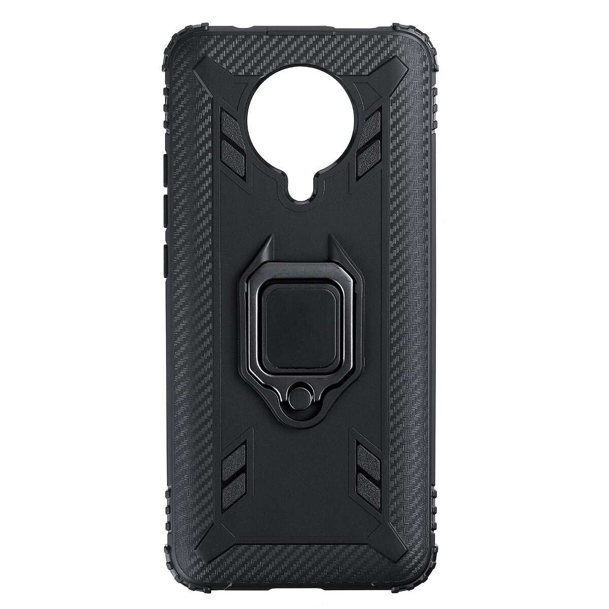 Bakeey for Poco F2 Pro Case Carbon Fiber Pattern Armor Shockproof Anti-fingerprint with 360° Rotation Magnetic Ring Bracket PC Protective Case Non-original