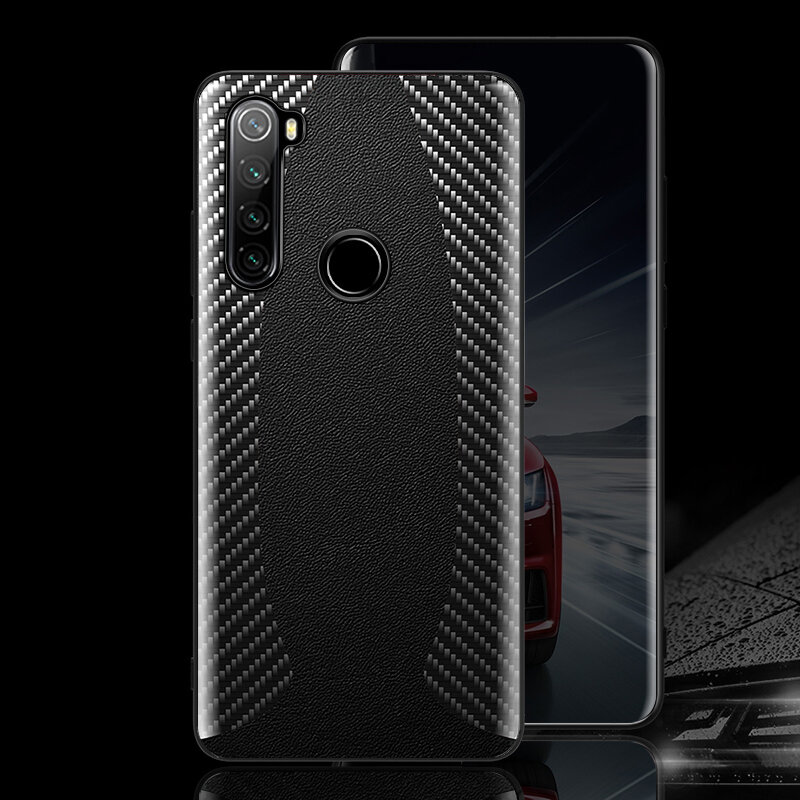 Bakeey for Xiaomi Redmi Note 8 Case Sports Car Pattern Design Carbon Fiber Leather Protective Case Non-original COD