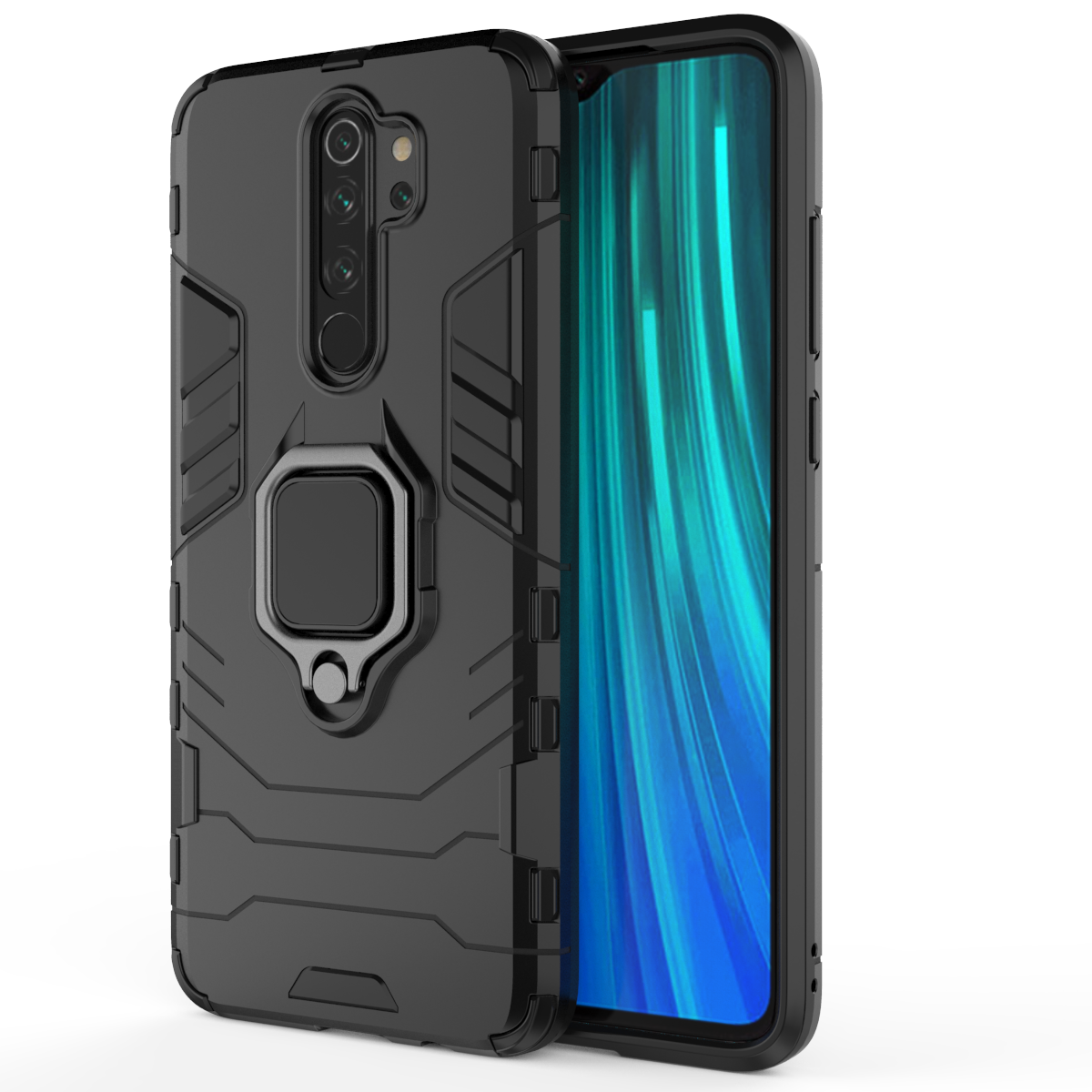 Bakeey Armor Shockproof Magnetic with 360 Rotation Finger Ring Holder Stand PC Protective Case for Xiaomi Redmi 9 Non-original COD