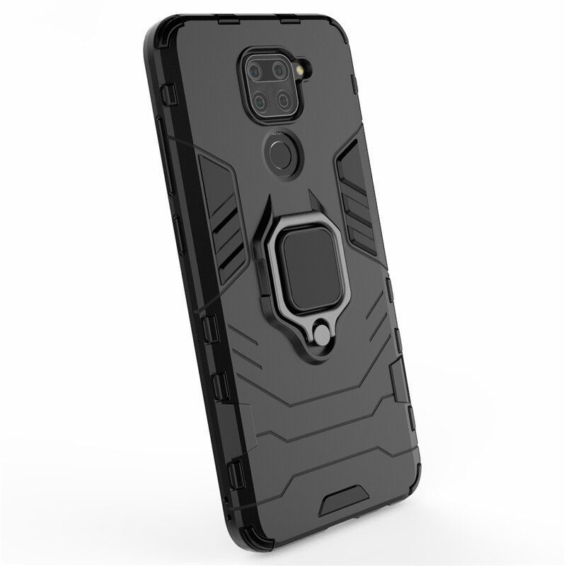 Bakeey Armor Shockproof Magnetic with 360 Rotation Finger Ring Holder Stand PC Protective Case for Xiaomi Redmi Note 9 Non-original COD