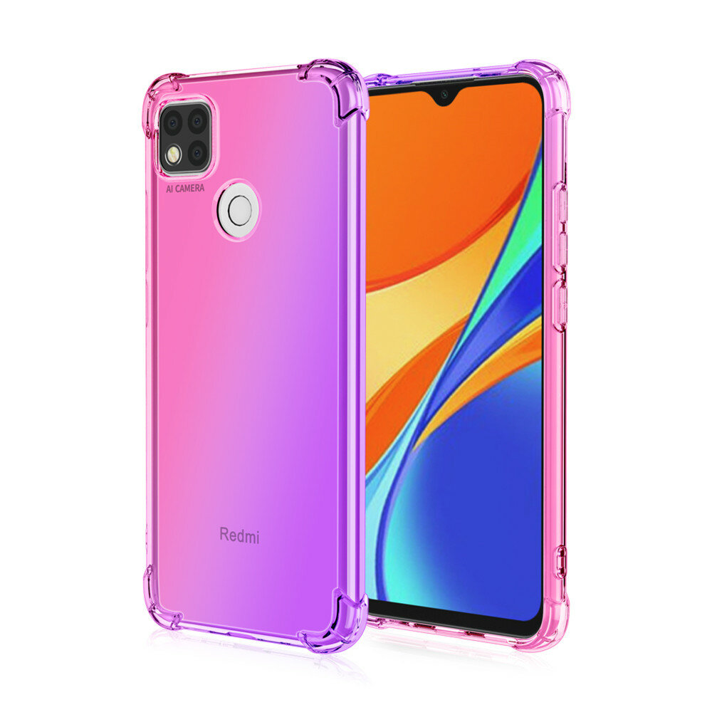 Bakeey Gradient Color with Four-Corner Airbag Shockproof Translucent Soft TPU Protective Case for Xiaomi Redmi 9C Non-original COD