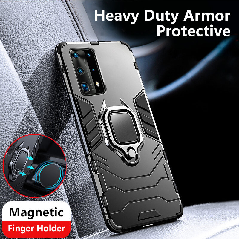 Bakeey Armor Shockproof Magnetic with 360 Rotation Finger Ring Holder Stand PC Protective Case for Huawei P40 Pro COD