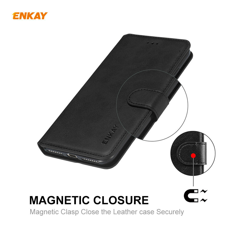 Enkay for iPhone 12 Pro / 12 Case Magnetic Flip with Card Slot Stand PU Leather + TPU Full Cover Protective Case COD