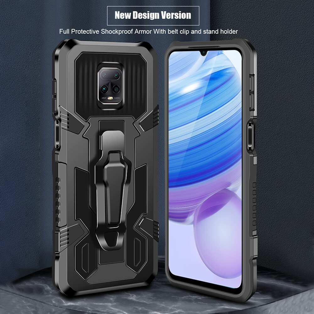 Bakeey for Xiaomi Redmi Note 9 / Redmi 10X 4G Case Dual-Layer Rugged Armor Magnetic with Belt Clip Stand Non-Slip Anti-Fingerprint Shockproof Protective Case Non-Original