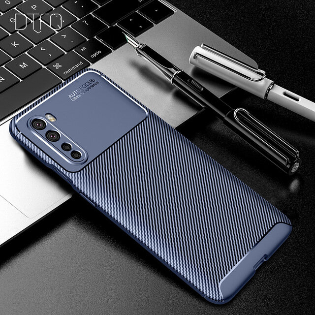 Bakeey for OnePlus Nord Case Luxury Carbon Fiber Pattern with Lens Protector Shockproof Silicone Protective Case COD