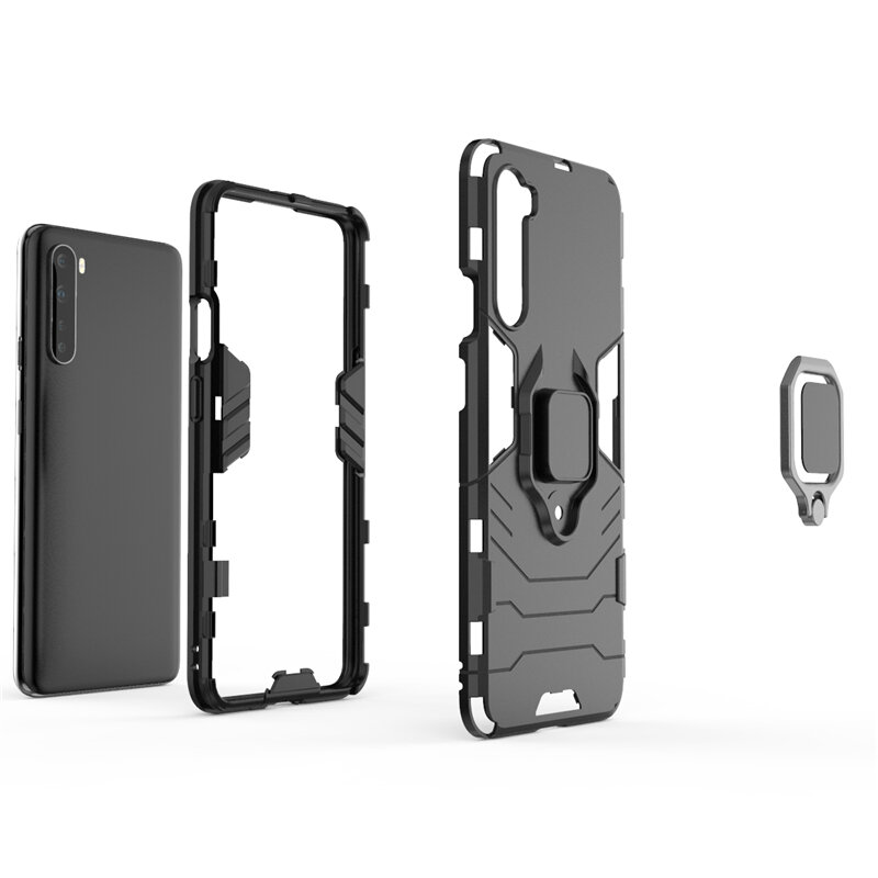 Bakeey for OnePlus Nord Armor Shockproof Magnetic with 360 Rotation Finger Ring Holder Stand PC Protective Case COD