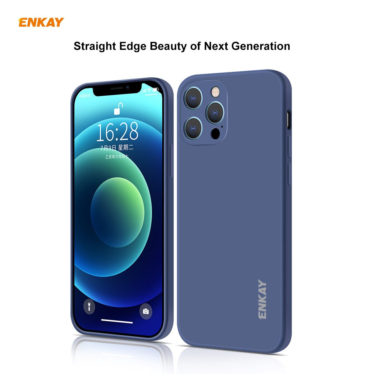 Enkay 2-in-1 for iPhone 12 Pro Accessories Shockproof with Lens Protector Soft Liquid Silicone Rubber Protective Case + 9H Full Glue Full Coverage Tempered Glass Screen Protector