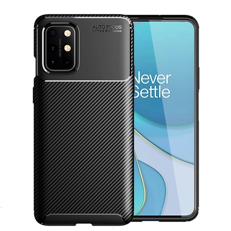 Bakeey for OnePlus 8T Case Luxury Carbon Fiber Pattern Shockproof Silicone Protective Case COD