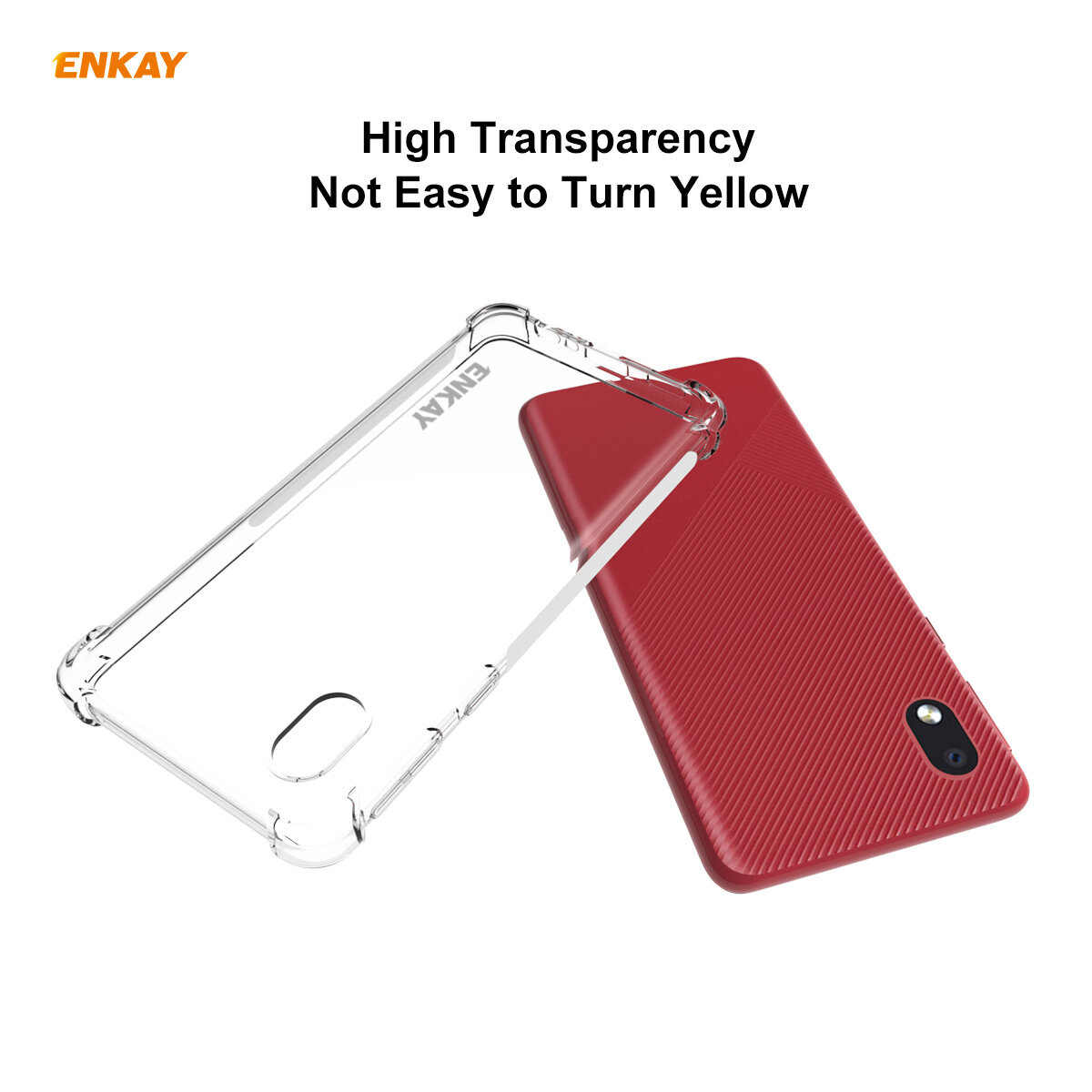 Enkay for Samsung Galaxy A01 Core / M01 Core Case with Airbags Anti-Fingerprint Non-Yellow Transparent TPU Protective Case Back Cover COD