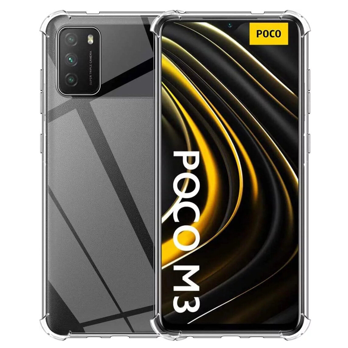 Bakeey for POCO M3 Case with Air Bag Shockproof Transparent Non-Yellow Soft TPU Protective Case Non-Original COD