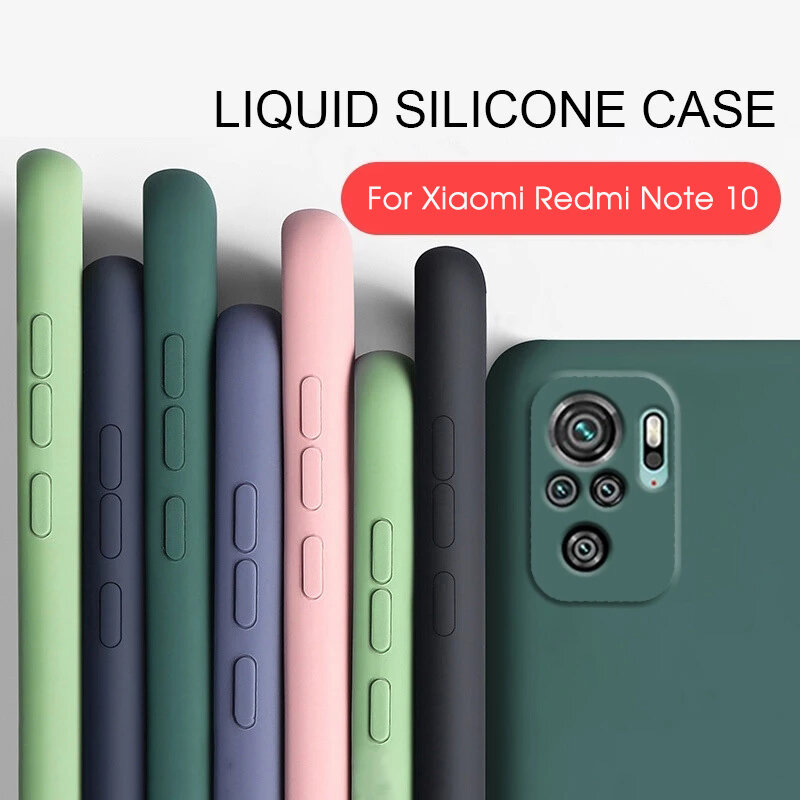 Bakeey for Xiaomi Redmi Note 10 / Redmi Note 10S Case Smooth Shockproof with Lens Protector Soft Liquid Silicone Rubber Protective Case Non-Original COD