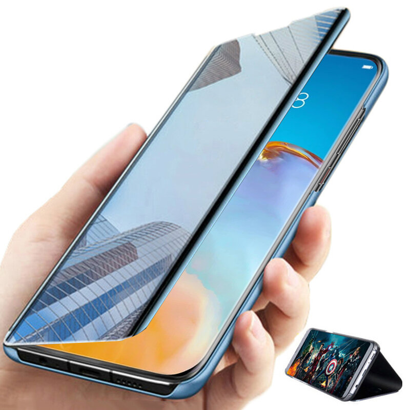 Bakeey for Xiaomi Redmi Note 10 / Xiaomi Redmi Note 10S Case Foldable Flip Plating Mirror Window View Shockproof Full Cover Protective Case COD