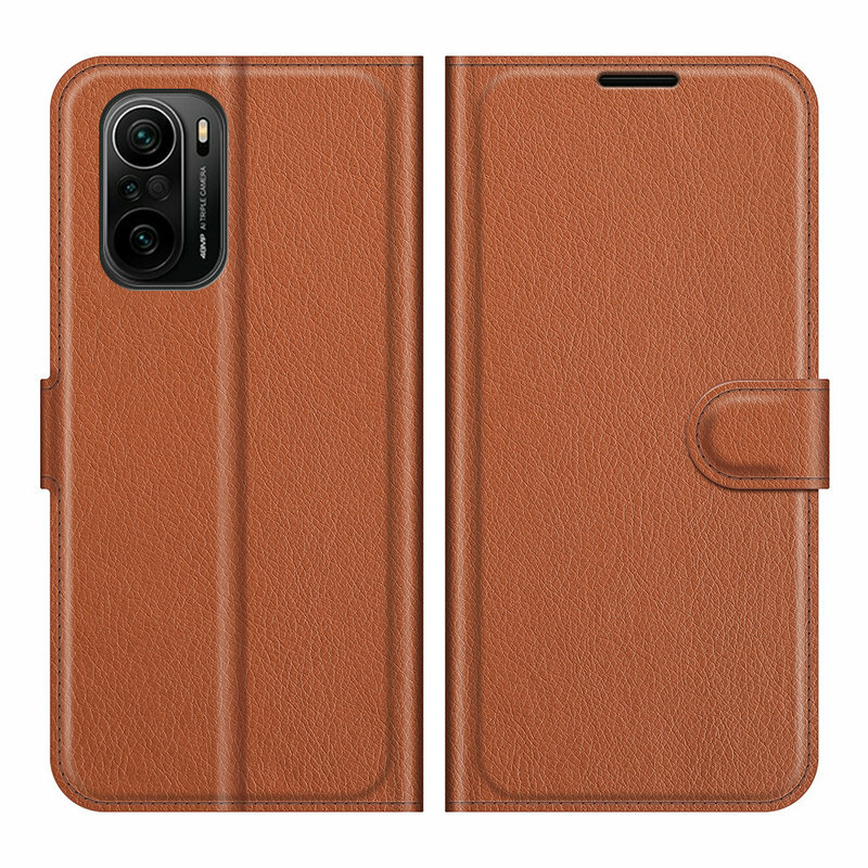 Bakeey for POCO F3 Global Version Case Litchi Pattern Flip Shockproof PU Leather Full Body Protective Case COD