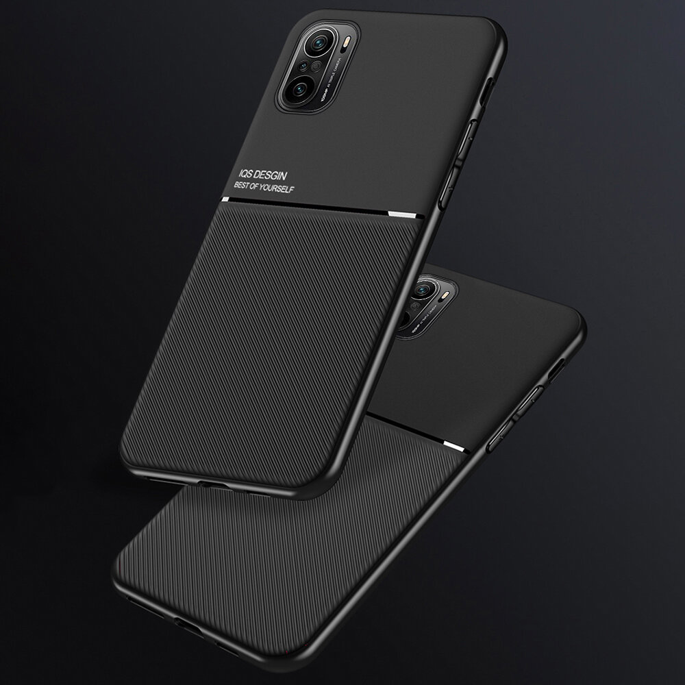 Bakeey for POCO F3 Global Version Case Magnetic Leather Texture Non-Slip TPU Shockproof Protective Case Back Cover Non-Original COD