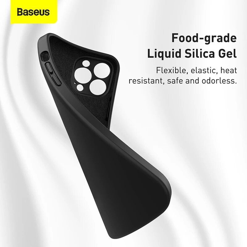 Baseus for iPhone 13/ 13 Pro/ 13 Pro Max Case Ultra-Thin Lens Protector Non-Yellow Anti-Fingerprint Shockproof Soft Liquid Silicone Protective Case Back Cover