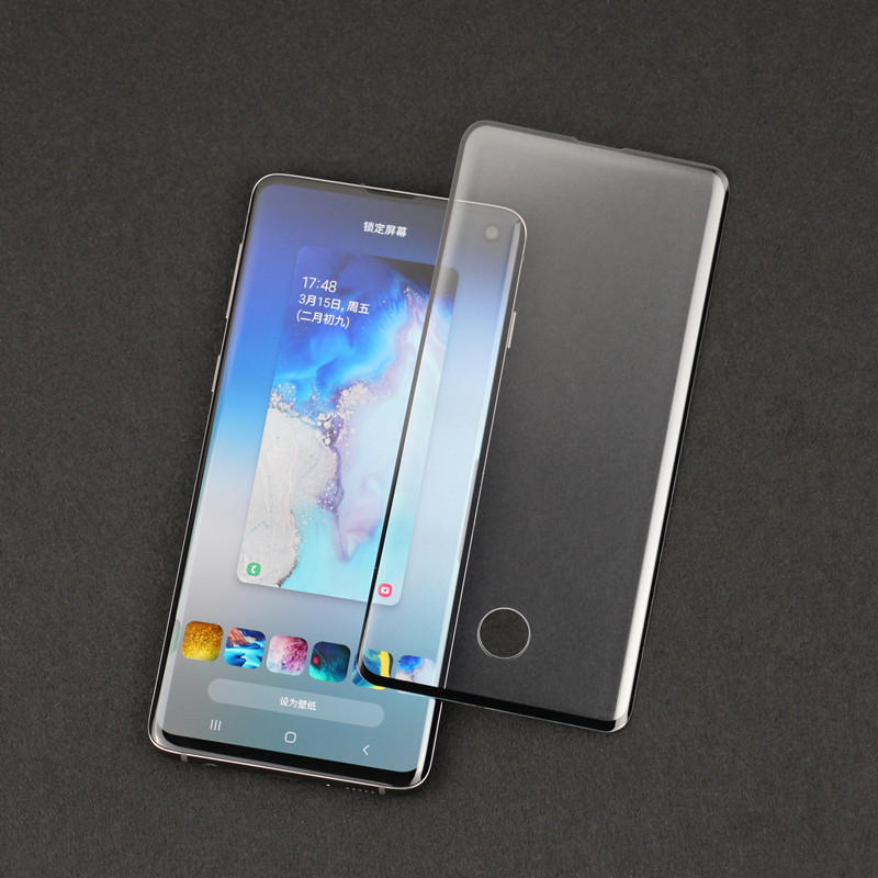 BAKEEY Ultrasonic Fingerprint Unlock 3D Curved Edge Full Glue Tempered Glass Screen Protector for Samsung Galaxy S10 6.1" COD