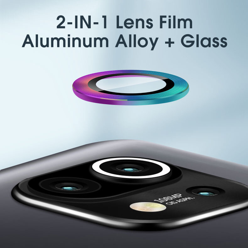 Bakeey for Xiaomi Mi 11 Camera Protection 2-IN-1 Anti-Scratch Aluminum Alloy + Tempered Glass Circle Ring Rear Phone Lens Protector Non-Original COD
