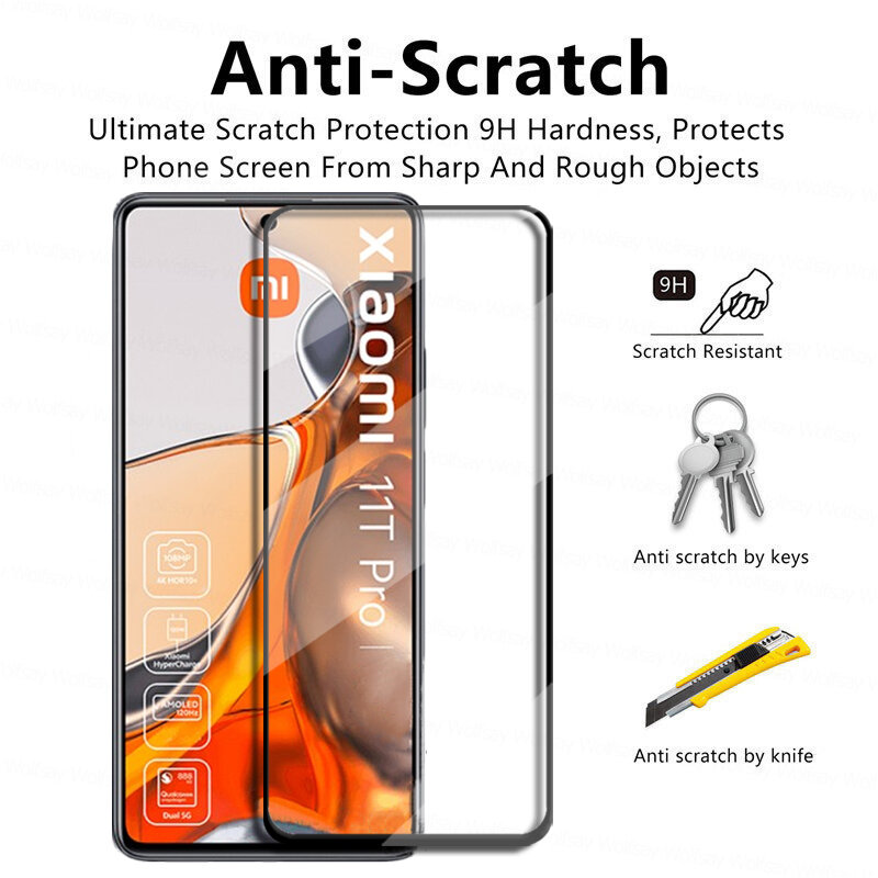 Bakeey 1Pcs/2Pcs For Xiaomi 11T / Xiaomi 11T Pro 5D Tempered Glass Screen Protector 9H Hardness Full Coverage Tempered Glass Fingerprint-resistant Oil-resistant Explosion-proof Protective Film