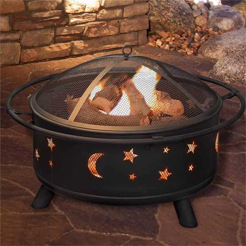 [USA Direct] Fireplace with Spark Screen Poker for Bonfire Patio Backyard Garden Picnic Fire Pit 30in Fire Pits for Outside Wood Burning Outdoor, 8010 CO