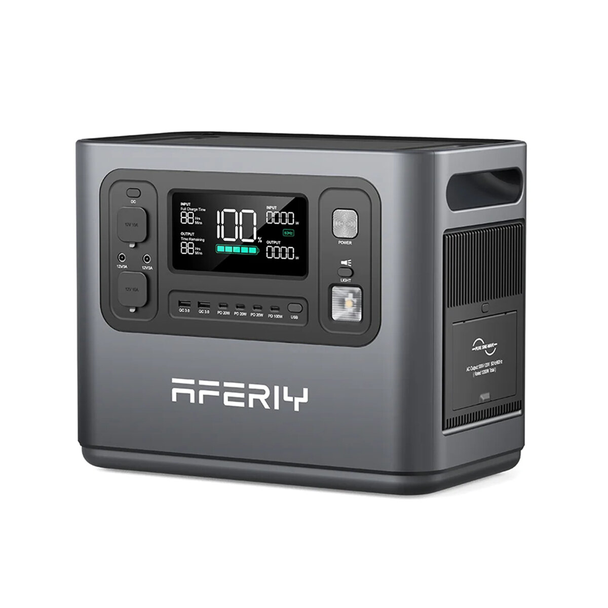 [USA Direct] Aferiy P110 1200W 1248Wh LiFePO4 Portable Power Station +1* S200 200W Solar Panel UPS Pure Sine Wave Camping RV Home Emergency Portable Generator US Plug