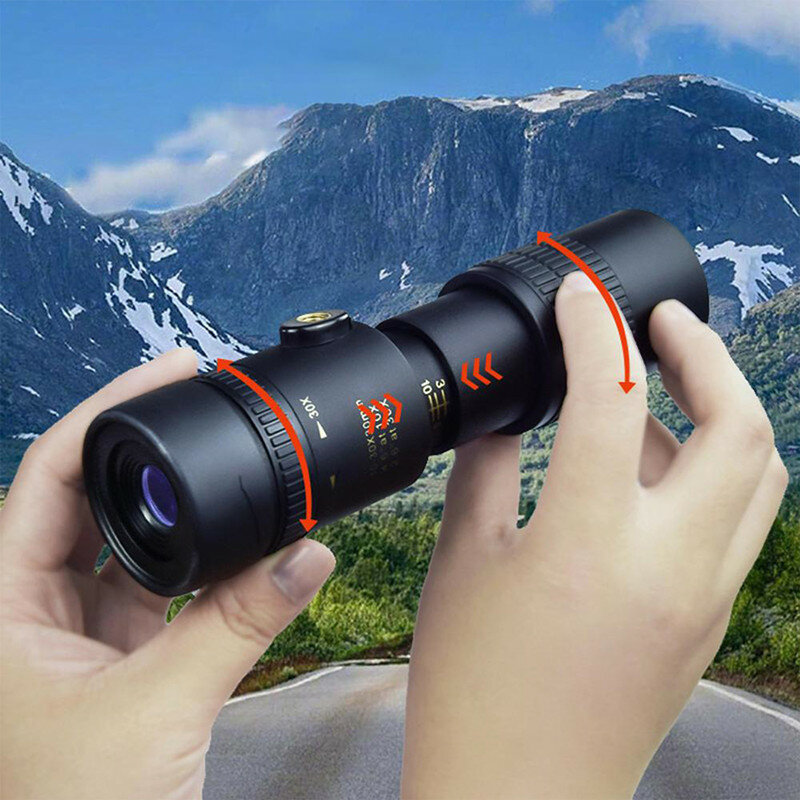 10-30x30 Portable Retractable Mini Monocular BAK4 Prism Dual Focus Lens Telescope For Bird Watching Hiking Camping Travel Monoculars COD