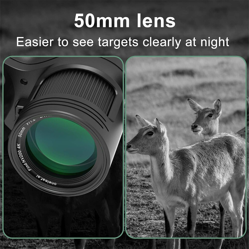 oneleaf.ai NV200 LRF 50mm 4K Digital Day/Night Vision Binoculars with Rangefinder Waterproof Telescope for Adults Wildlife Monitoring Camera COD