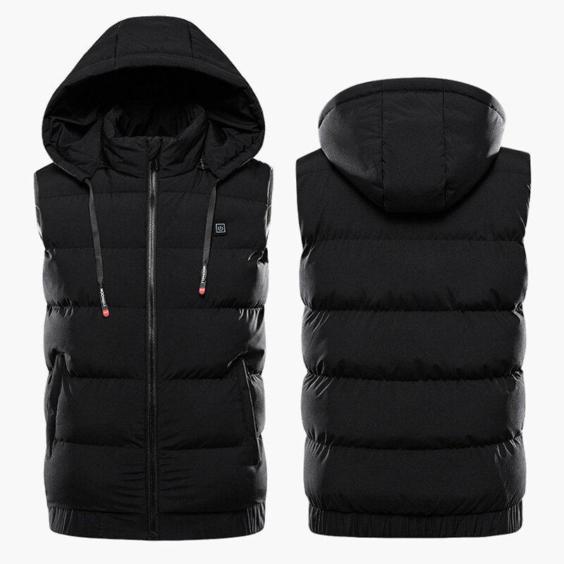 TENGOO 9 Areas Heating Jackets Unisex 3-Gears Heated Vest Coat USB Electric Thermal Clothing Hooded Vest Winter Outdoor Warm Clothing COD