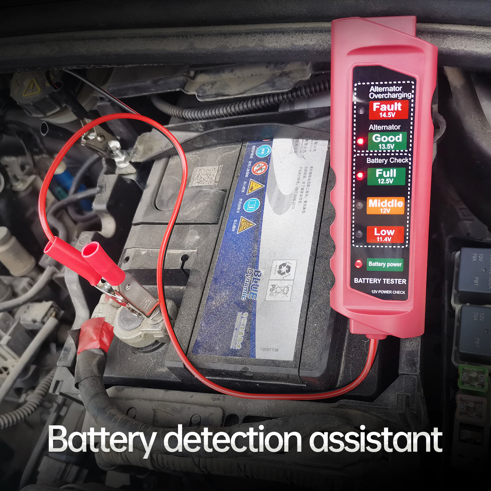 BT890 Advanced Car Battery Tester with Convenient Alternator Check Broad Voltage Range DC4-16V Precise Measurements Out of Range Warning for Comprehensive Battery Maintenance