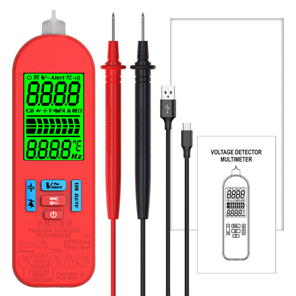 BSIDE A2 TechMaster TM-2000 Digital Multimeter Versatile Auto-Range Electrical Tester with LCD Display and 6000 Digit Accuracy COD