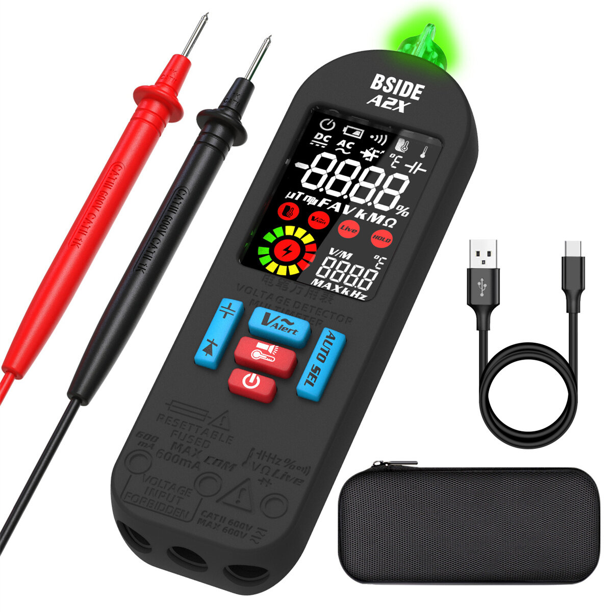 BSIDE Advanced Auto-Detect Electric Pen Multimeter with LCD Display Automatic Range Overload Protection Lightweight Design Perfect for Voltage and Resistance Measurement