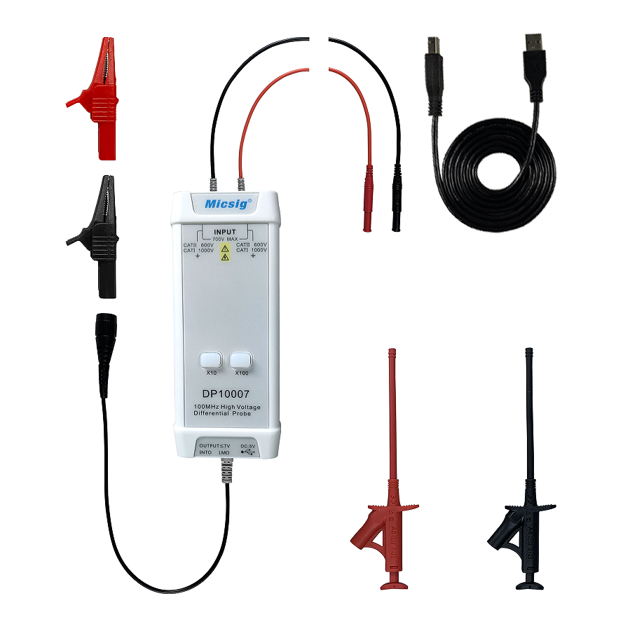 Micsig DP10007 Oscilloscope High Voltage Differential Probe 100MHz±700V Oscilloscope Probe Kit COD