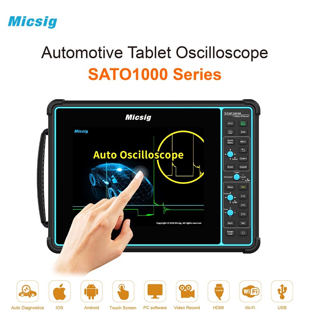 Micsig SATO1004 Automotive Tablet Oscilloscope 4 Channels 100MHz 1G Sa/S Digital Scopemeter APP Control COD
