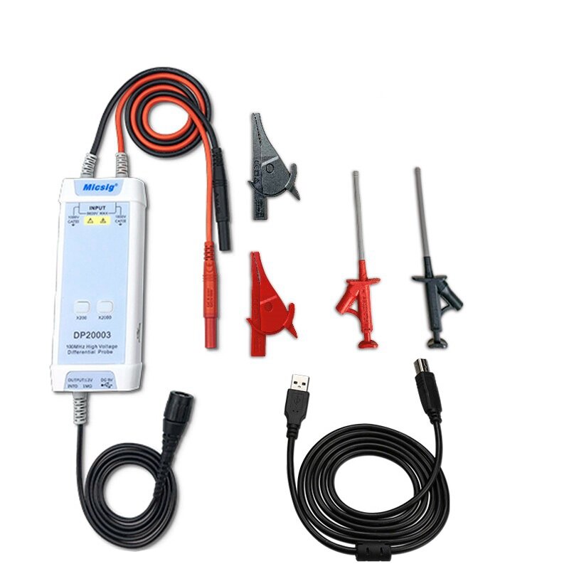 Micsig DP20003 Oscilloscope 5600V 100MHz High Voltage Differential Probe Kit 3.5ns Rise Time 200X / 2000X Attenuation Rate COD