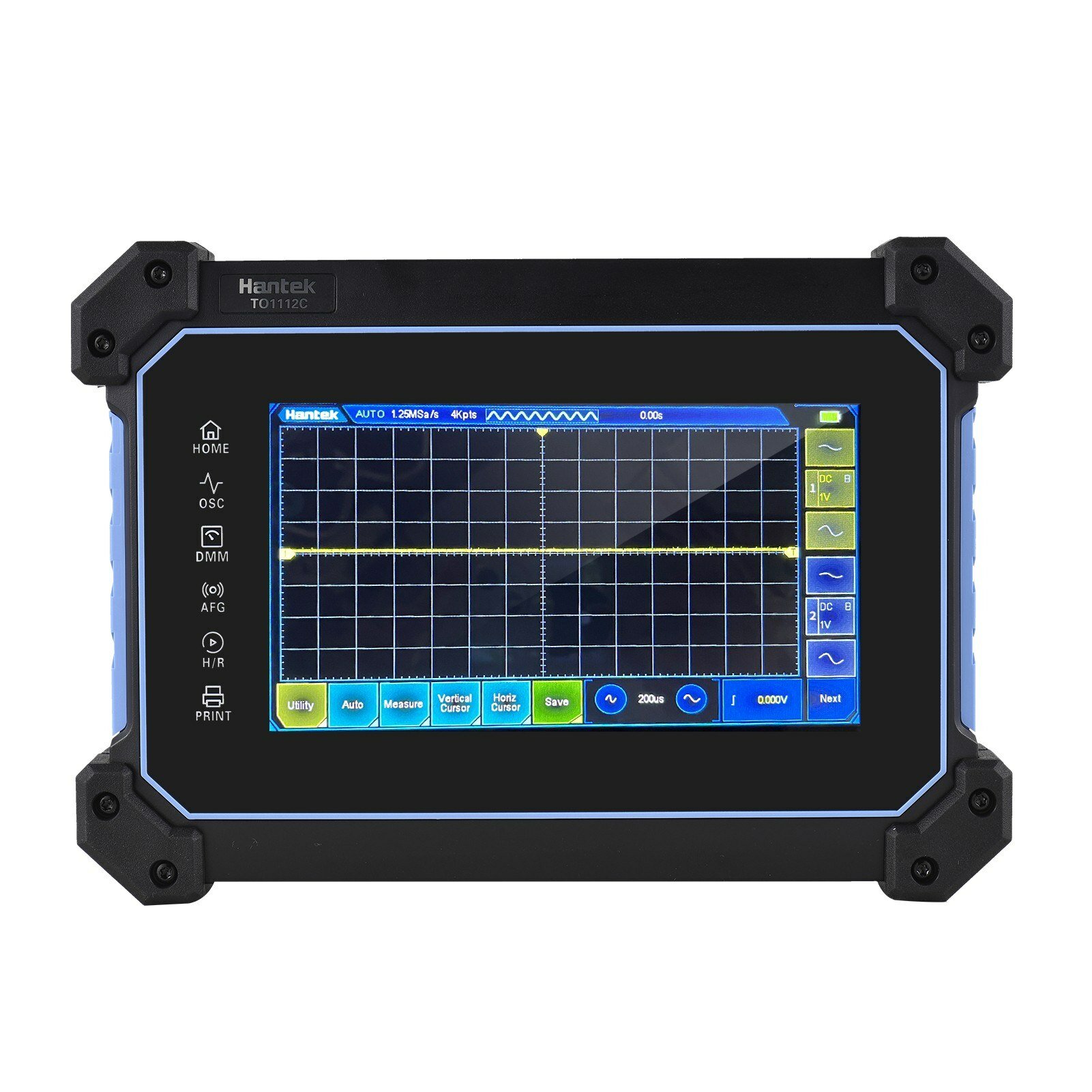 Hantek TO1112C Rechargeable Portable Oscilloscope Multimeter 2-Channel 110MHz Bandwidth 250MSa/S Sampling Rate 8M Storage Depth 7-inch TFT LCD Digital Storage Oscilloscope Arbitrary Waveform Generator