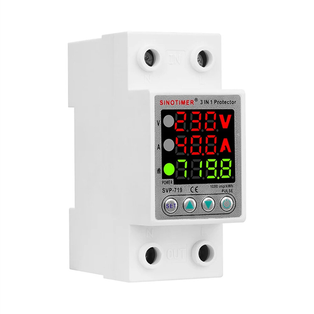 220V 40A/63A Adjustable Voltage Relay with Over Under Voltage Protection Over Current Limit Precision Wattmeter Energy Meter with Automatic Recovery Ideal for Power Consumption Monitoring