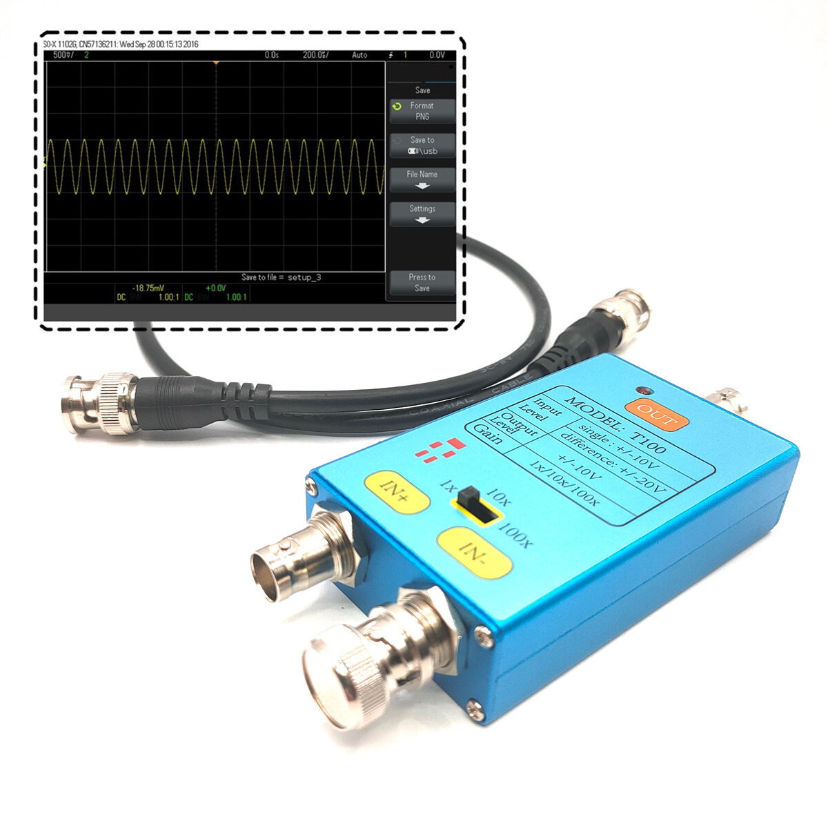 10M Bandwidth Oscilloscope Differential Probe Signal Amplifier For Weak Electrical Signal Measurement With Metal Shell COD