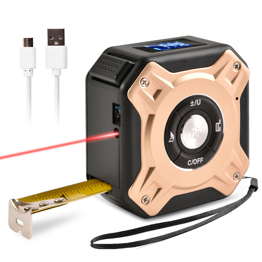 DANIU 40M Laser Measuring Tape Retractable Ruler Laser Distance Meter Range Finder Electronic Roulette Digital Measuring Tape Tool COD