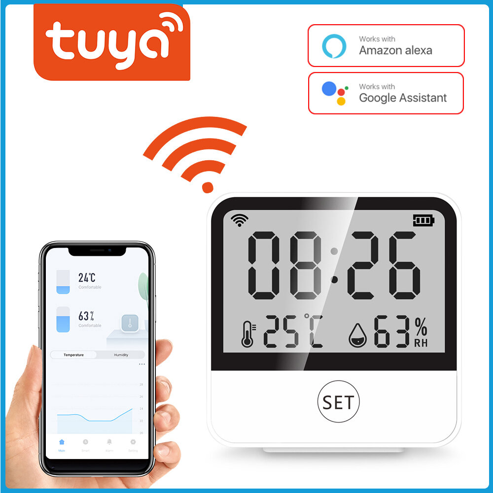 Smart Home Digital Indoor Hygrometer Thermometer Wi-Fi Enabled Temperature and Humidity Sensor with intelligent Drying Prevention Accurate Measurement Smart Linkage and Remote Monitoring Functions