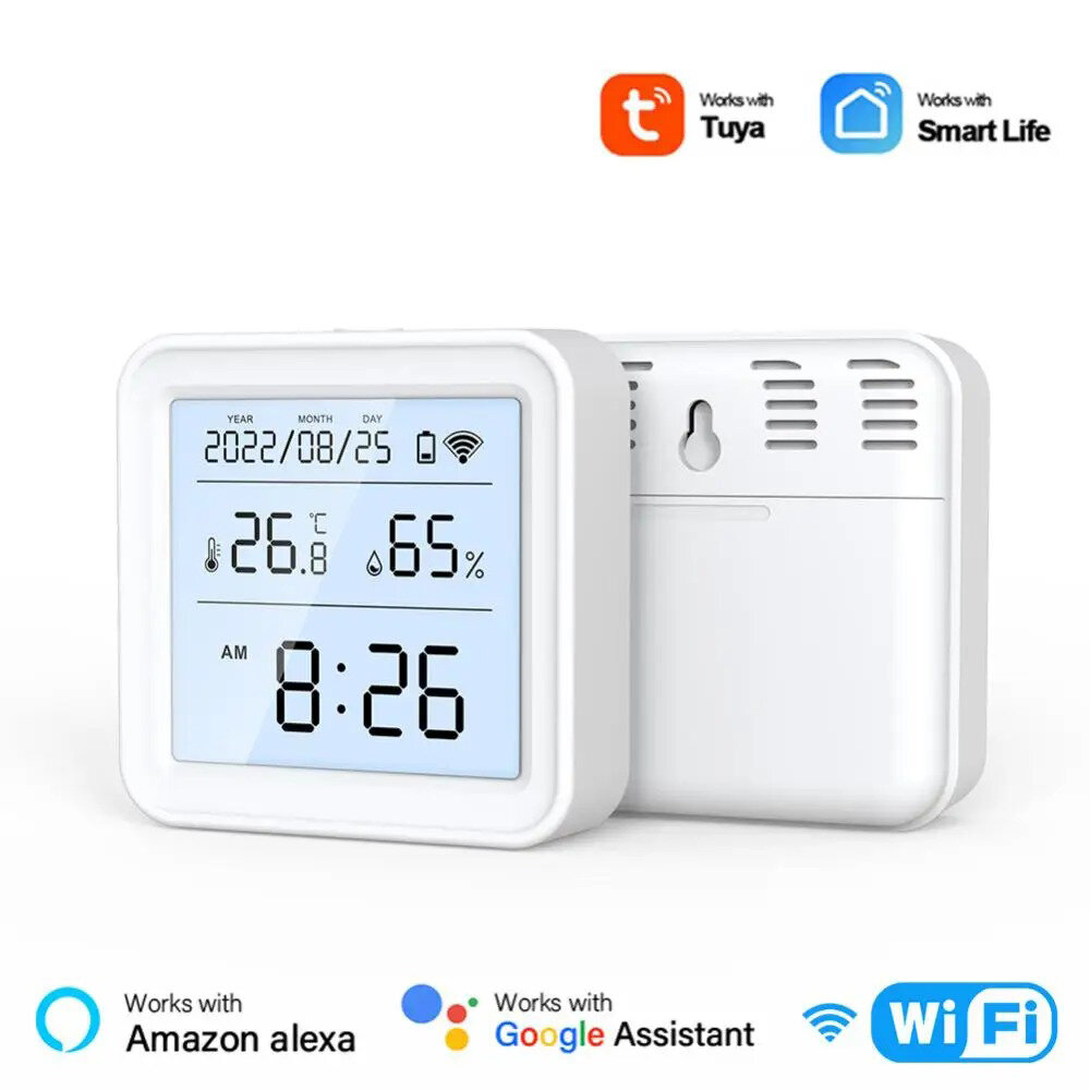 Smart WiFi Hygrometer Thermometer Sensor Indoor Temperature Humidity Monitor Works with Alexa Google Home High Accuracy Remote Control App Sync Time Display