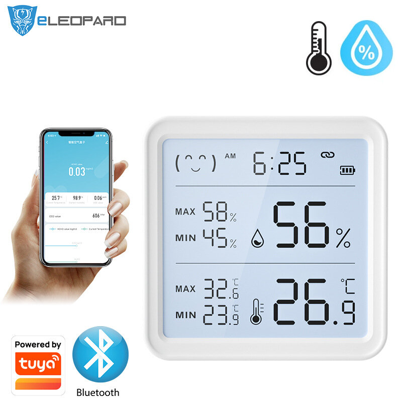 Smart Wireless Temperature Humidity Sensor with Advanced Bluetooth/WiFi Technology Adjustable Modes Low Power Consumption Ideal for Remote Home Monitoring and Smart Home Automation