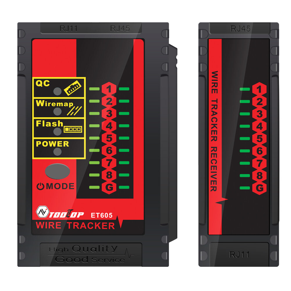 TOOLTOP ET605 LAN Network QC Cable Port Tester Pairing Check Switch Flash POE Withstand 60V Telephone Network Cable Line Finder COD