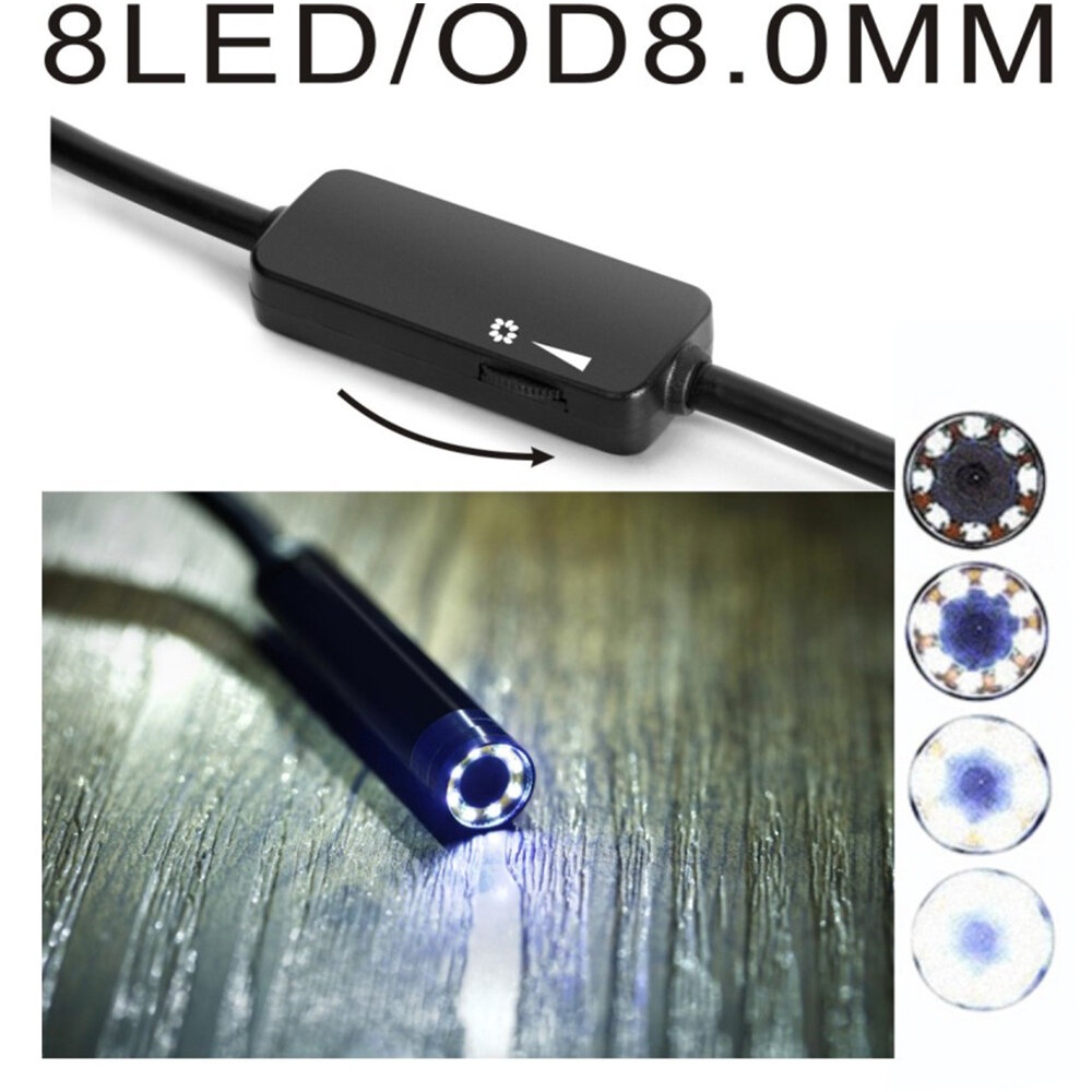 8mm Endoscope 1/5/10M Cable For Car Camera Dual Lens IP68 Waterproof Inspection Endoscope 8 LED Lights Soft/Rigid Wire For Smartphone COD