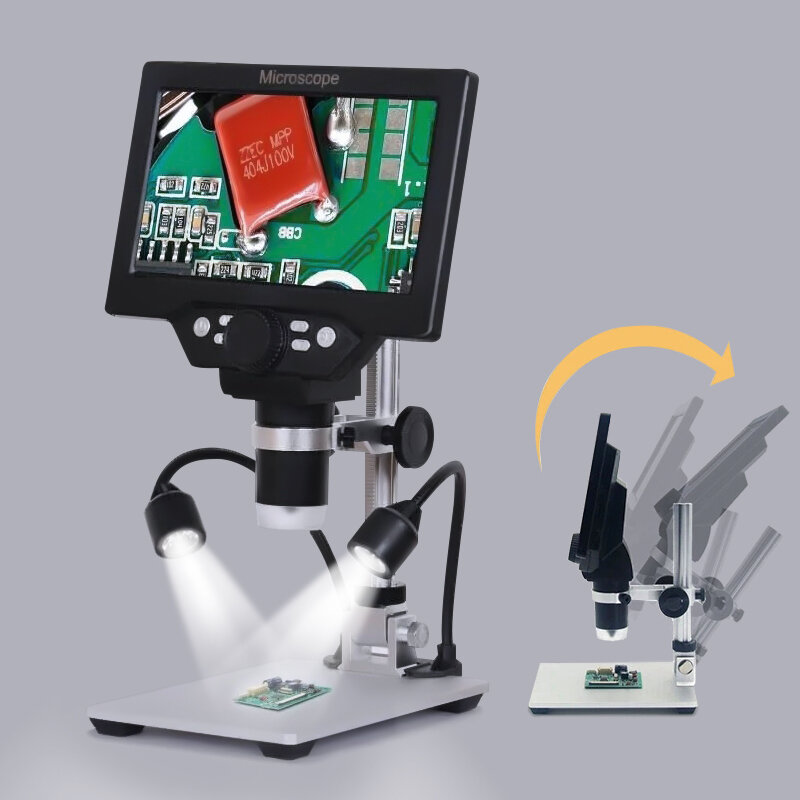 MUSTOOL G1200D Digital Microscope 12MP 7 Inch Large Color Screen Large Base LCD Display 1-1200X Continuous with Light COD