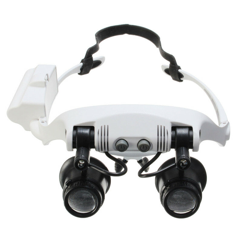 Portable Head Wearing Magnifying Glass 10X 15X 20X 25X LED Double Eye Repair Magnifier Loupe COD