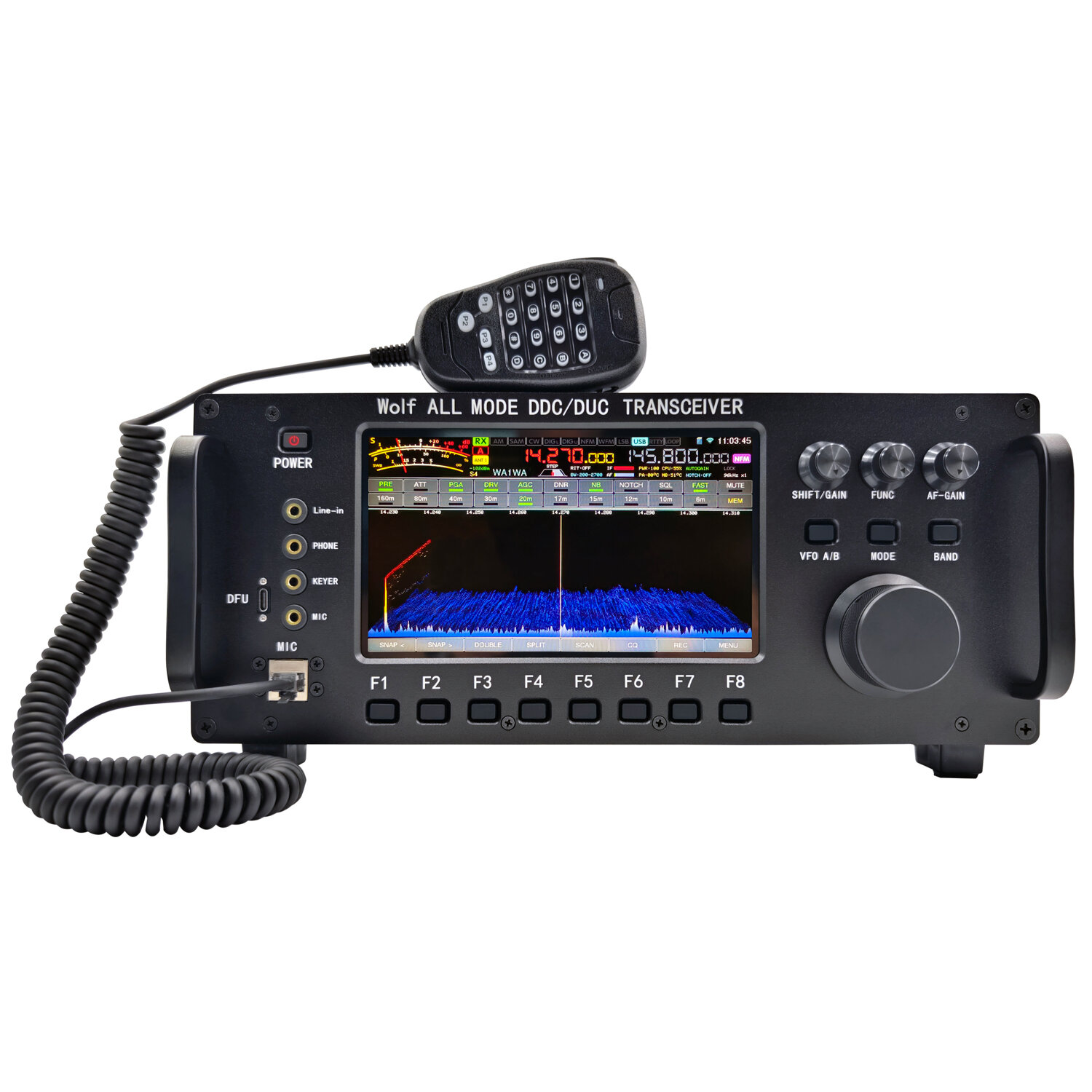 20W 0-750MHz Wolf All Mode DDC/DUC Transceiver Mobile Radio LF/HF/6M/VHF/UHF Transceiver for UA3REO with WIFI COD