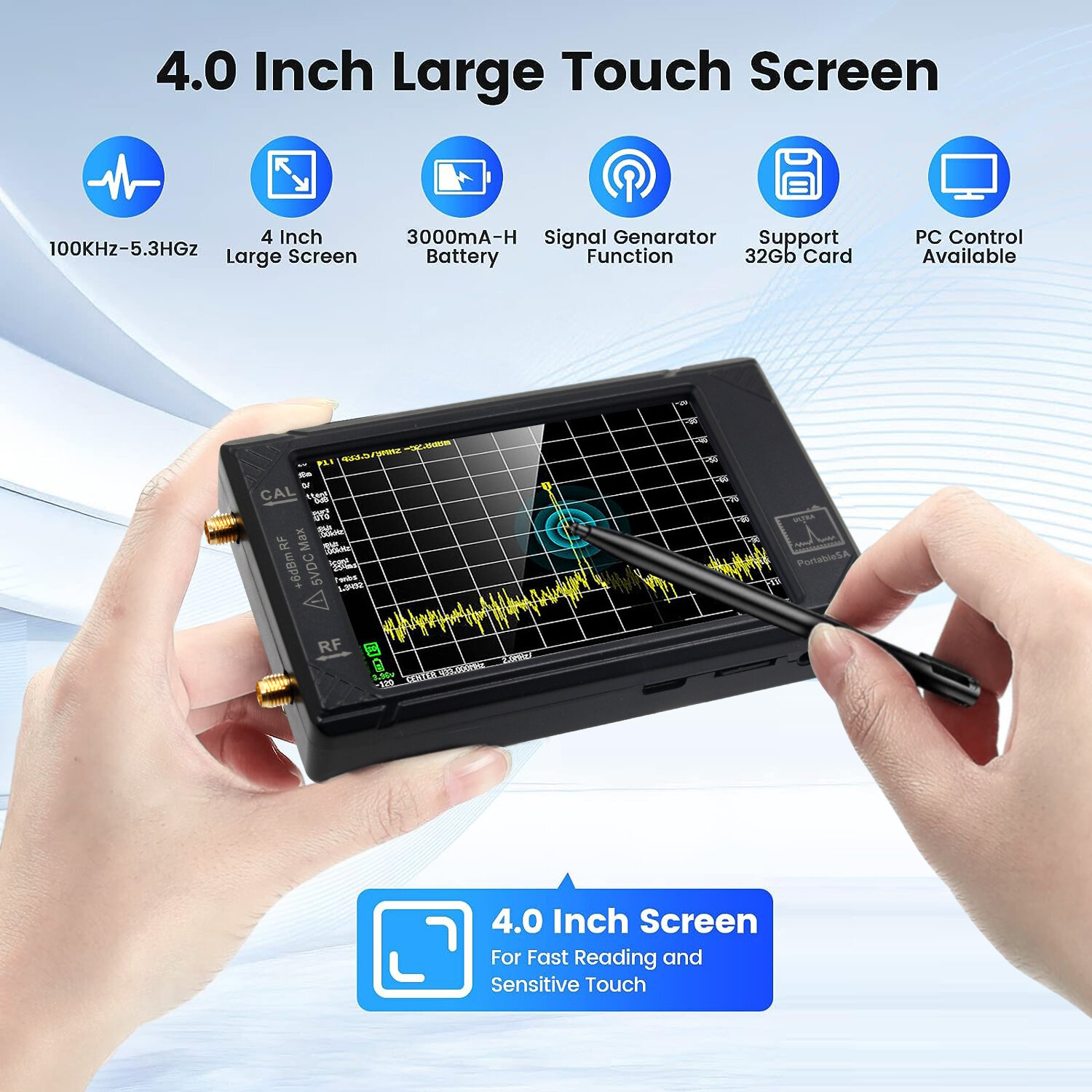 High Efficiency Versatile Device 800MHz Max Input 4.4GHz Max Output 4" TFT LCD Display USB-CDC Type-C Interface 3000mAh Li-Polymer Battery Multiple Accessories Included