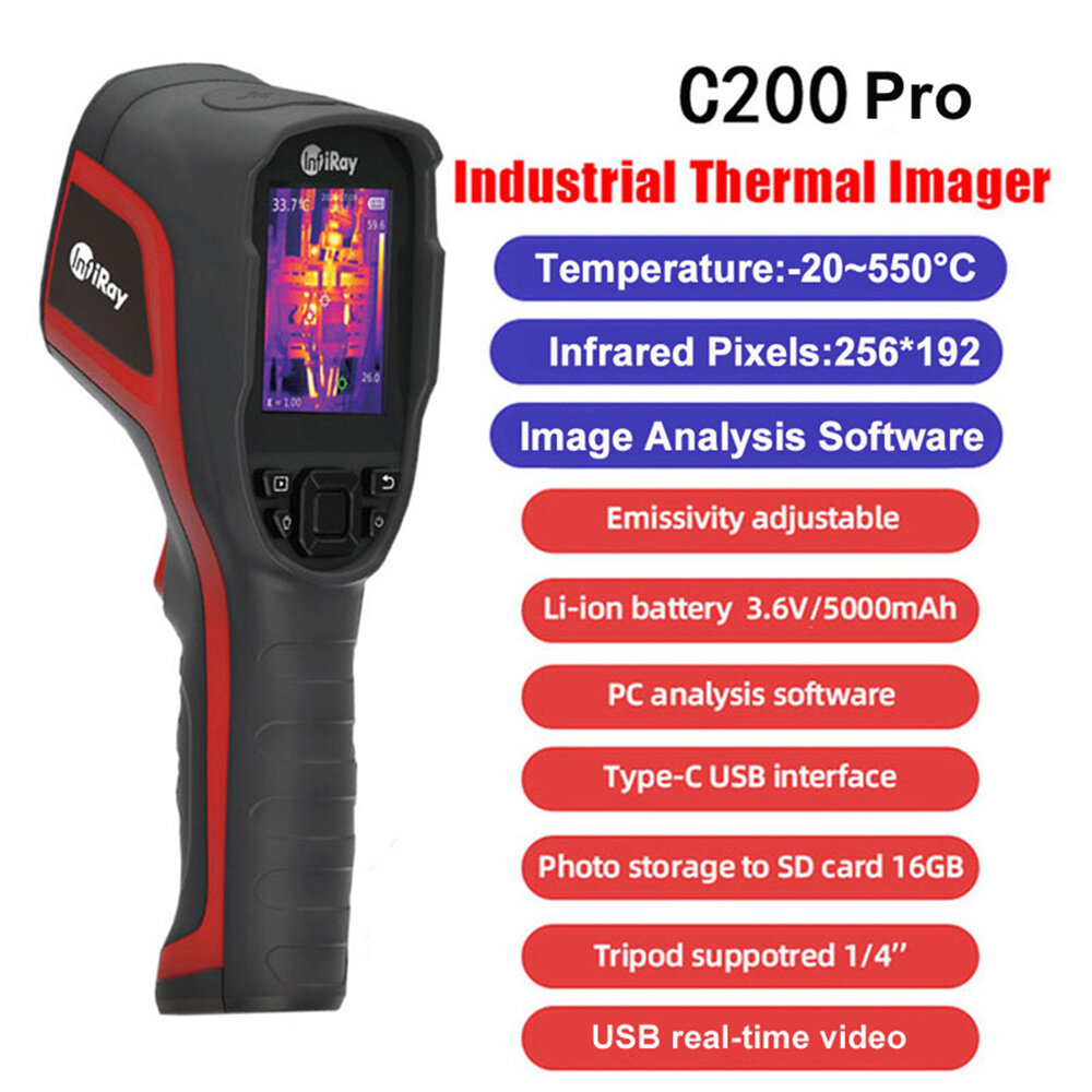 INFIRAY C200Pro Best Infrared Camera Camera Geothermal Detector Temperature Imager 256*192 Pixels Equivalent to UTI260B COD