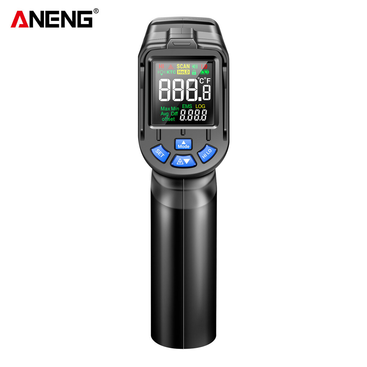 ANENG TH105 Infrared Thermometer Laser Temperature Meter -20~650℃ Non-contact Tempetature Gun with VA Rev COD