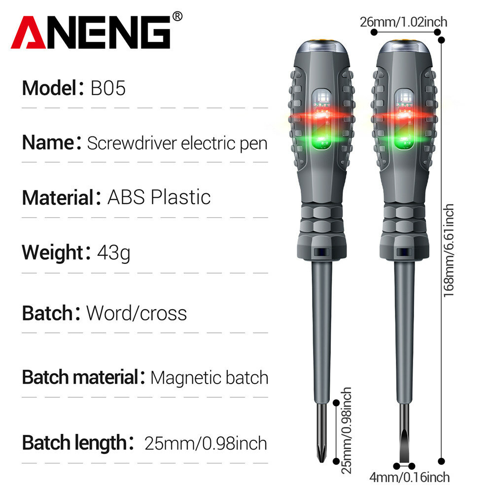 ANENG B05 Electric Pen Screwdriver ABS Plastic Magnetic Batch 25mm Highlight Tester Line Breakpoint Detection COD